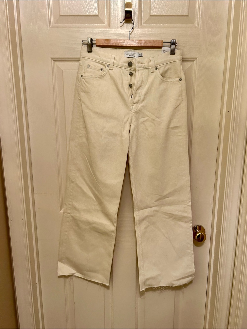 And Other Stories High-Rise Cream Wide-Leg Button-Fly Jeans size 26